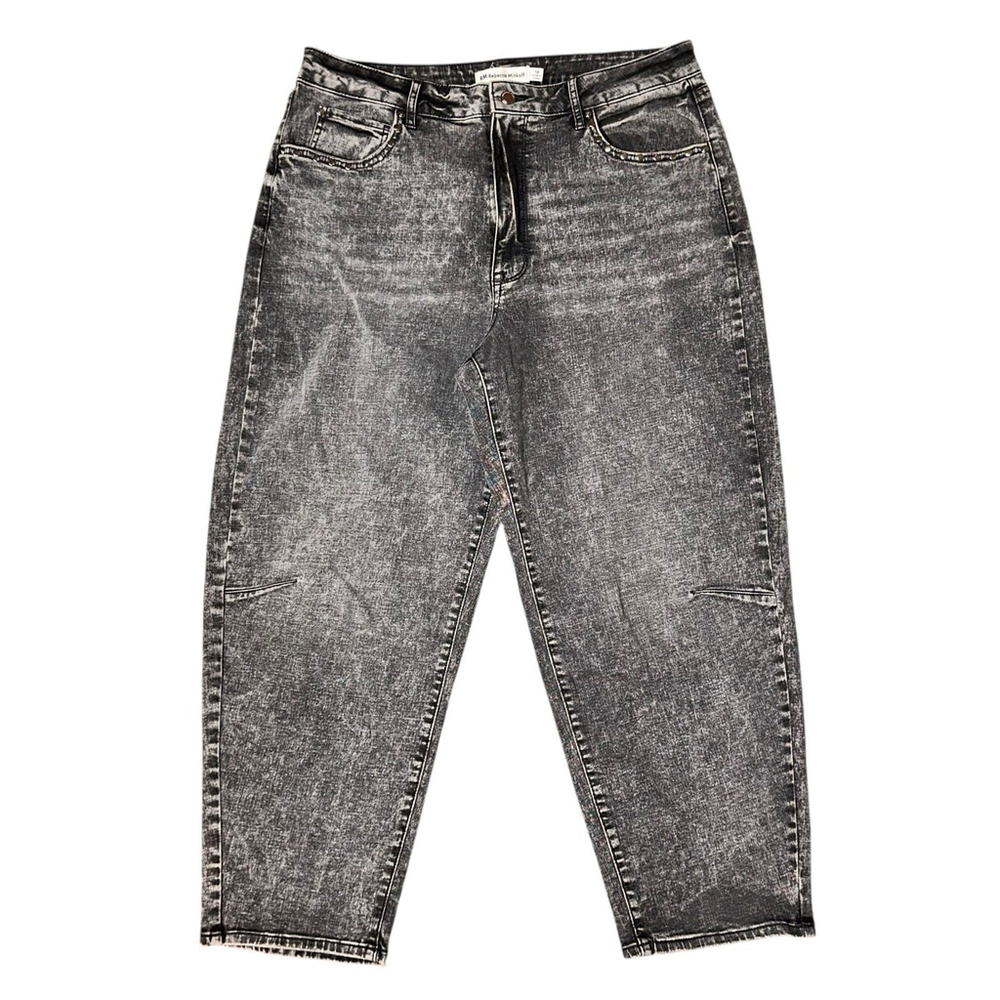 Rebecca Minkoff NWOT Acid Washed Blk Darted Barrel Leg Jeans Studded 14 Hi-Rise